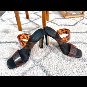 EXPRESS Black Heels Leopard Straps